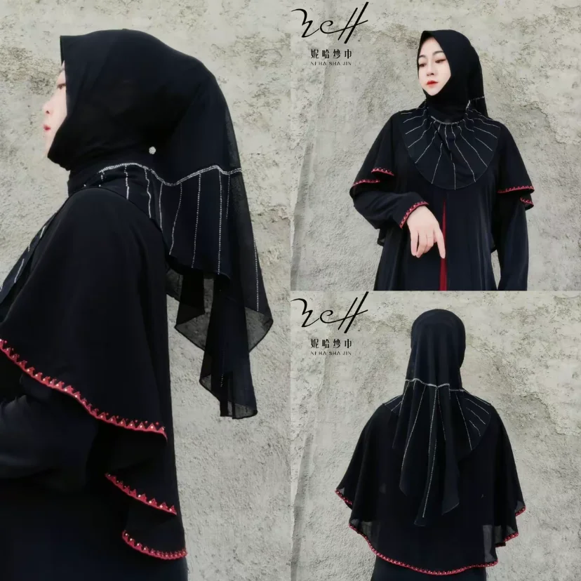 

Новый дизайн ручной работы, готовый мусульманский хиджаб, головные уборы