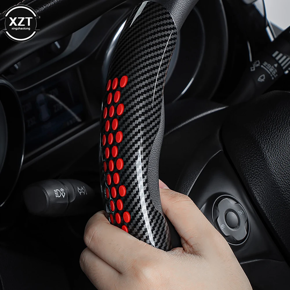 New Car Steering Wheel Cover 38cm 15inch Carbon Black Fiber Silicone Steering Wheel Booster Cover Anti-skid Accessories