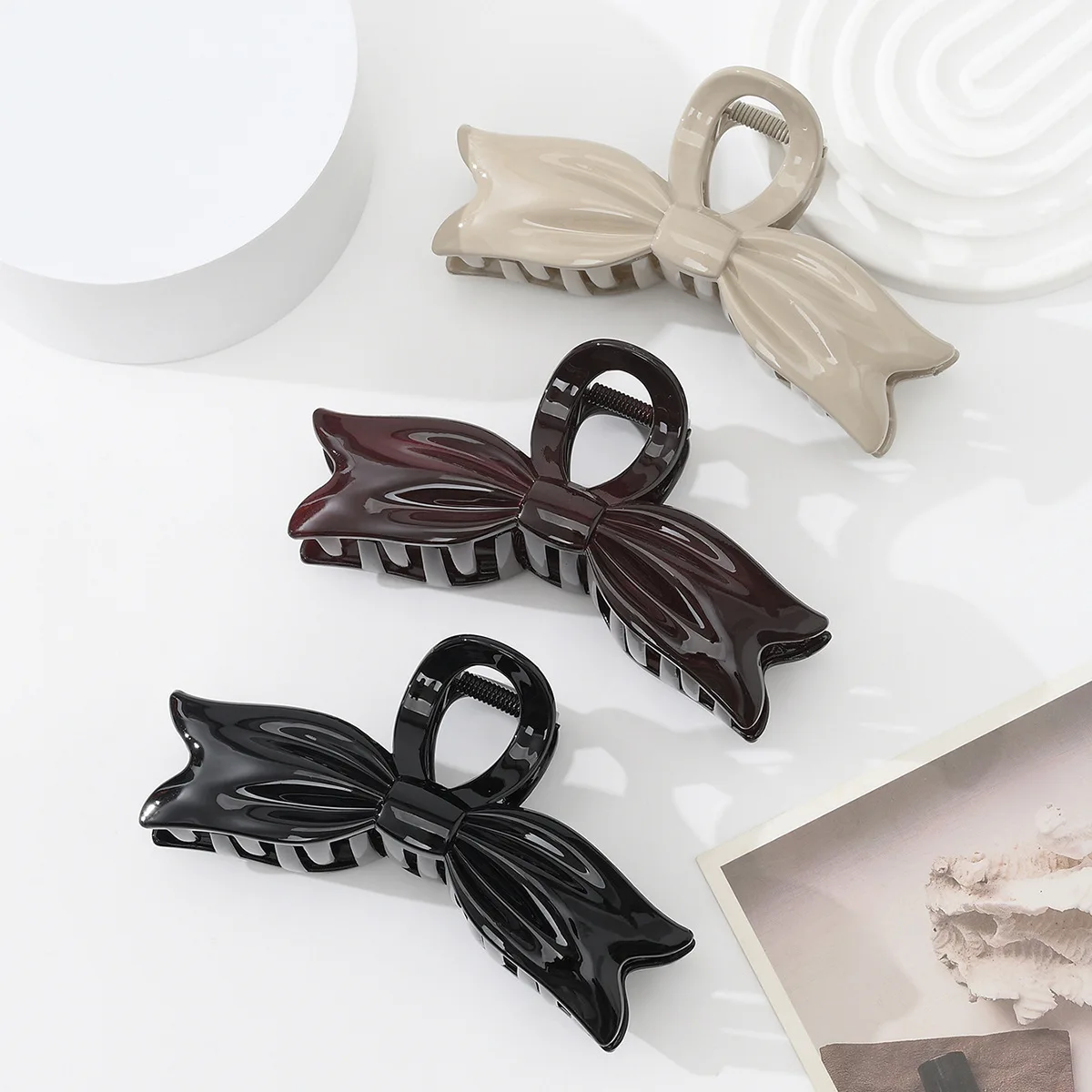 13cm Large Lacquer Bow Hair Clip Women\'s Fashionable and Elegant Macaron Color Hair Clip Shark Clip Hair Accessories