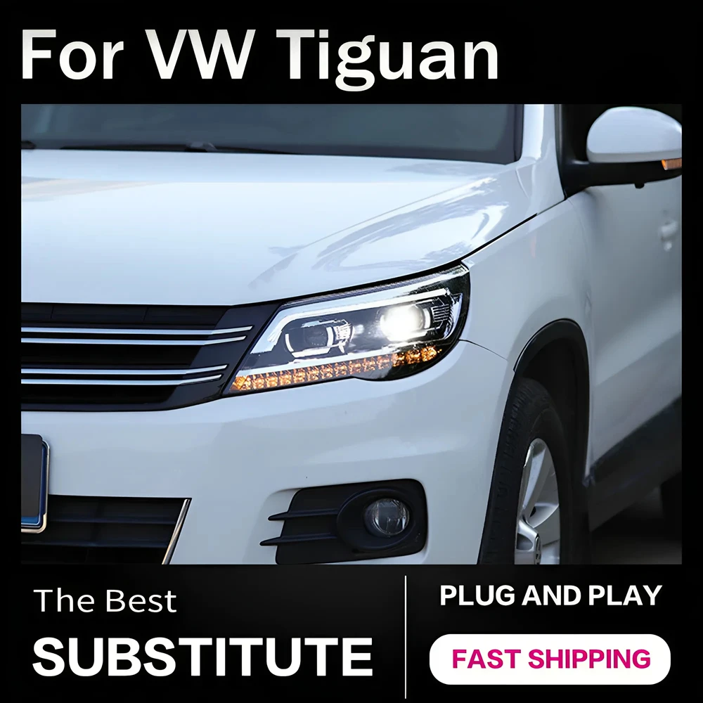 

Фары для Tiguan 2007-2012 светодиодные DRL Tiguan DRL указатели поворота, основной луч, фары «ангельские глазки», аксессуары для линз проектора