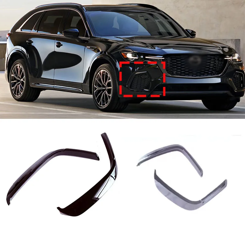 

For Mazda CX-70 CX70 2024 2025 ABS Carbonfiber Car Front Bumper Cover Blade Fog Light Eyebrow Wind Knife Cover accessories