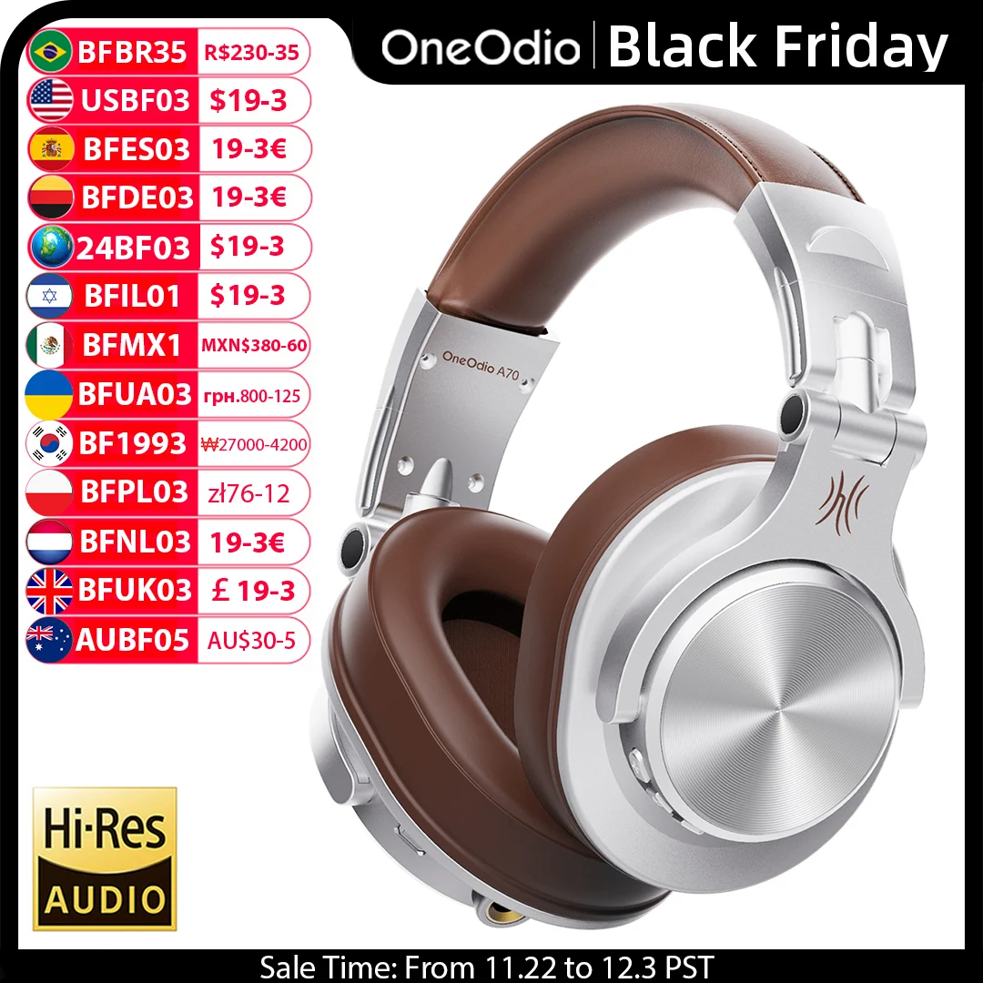 Oneodio A70 Fusion Wired + Wireless Bluetooth 5.2 Headphones For Phone With Mic Over Ear Studio DJ Headphone Recording Headset