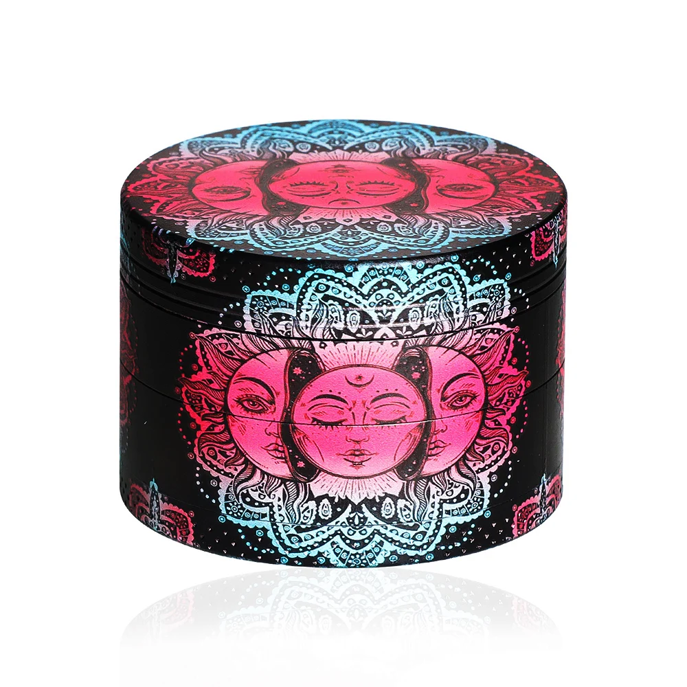 50mm Sun Girl Bohemian Fine All-over Pattern Tobacco Grinder 4-layer Metal Grass Herb Crusher Spice Shredder Smoking Accessories