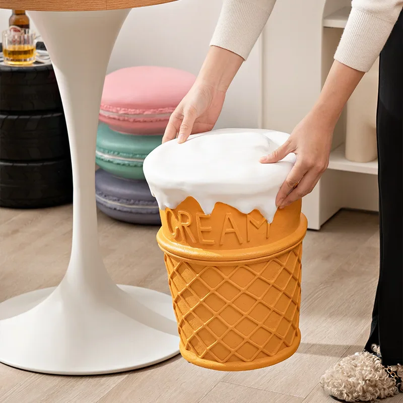 Creative Cute Food Small Stool Restaurant Ice Cream Donut Dessert Chair Side Table Storage Living Room Decor Footrest Ottoman