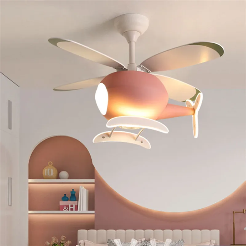 

TEMAR Children's Ceiling Fan Light Nordic Fan Light Personalized Creative LED Restaurant Bedroom Study With Light Ceiling Fan