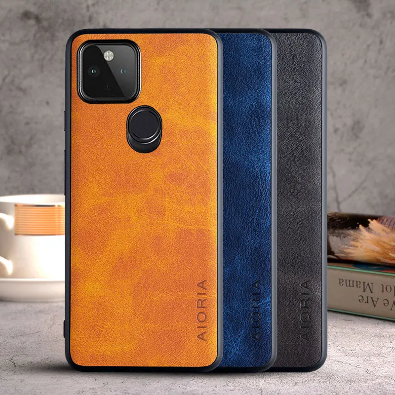 Case for Google Pixel 5 Funda Luxury Vintage Bark pattern Leather Phone Cover for google pixel 5 case Coque