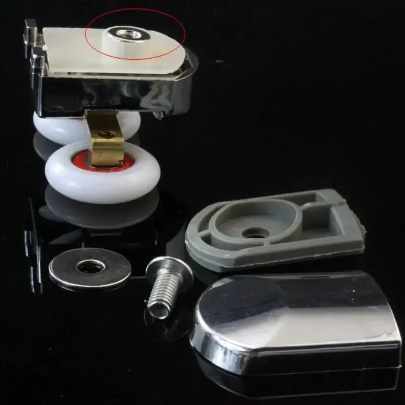 2pcs/set Shower Rooms Sliding Door Rollers Bath Cabins Runners Pulleys 25MM Easy Glide Screw Cover Caps Double Wheels