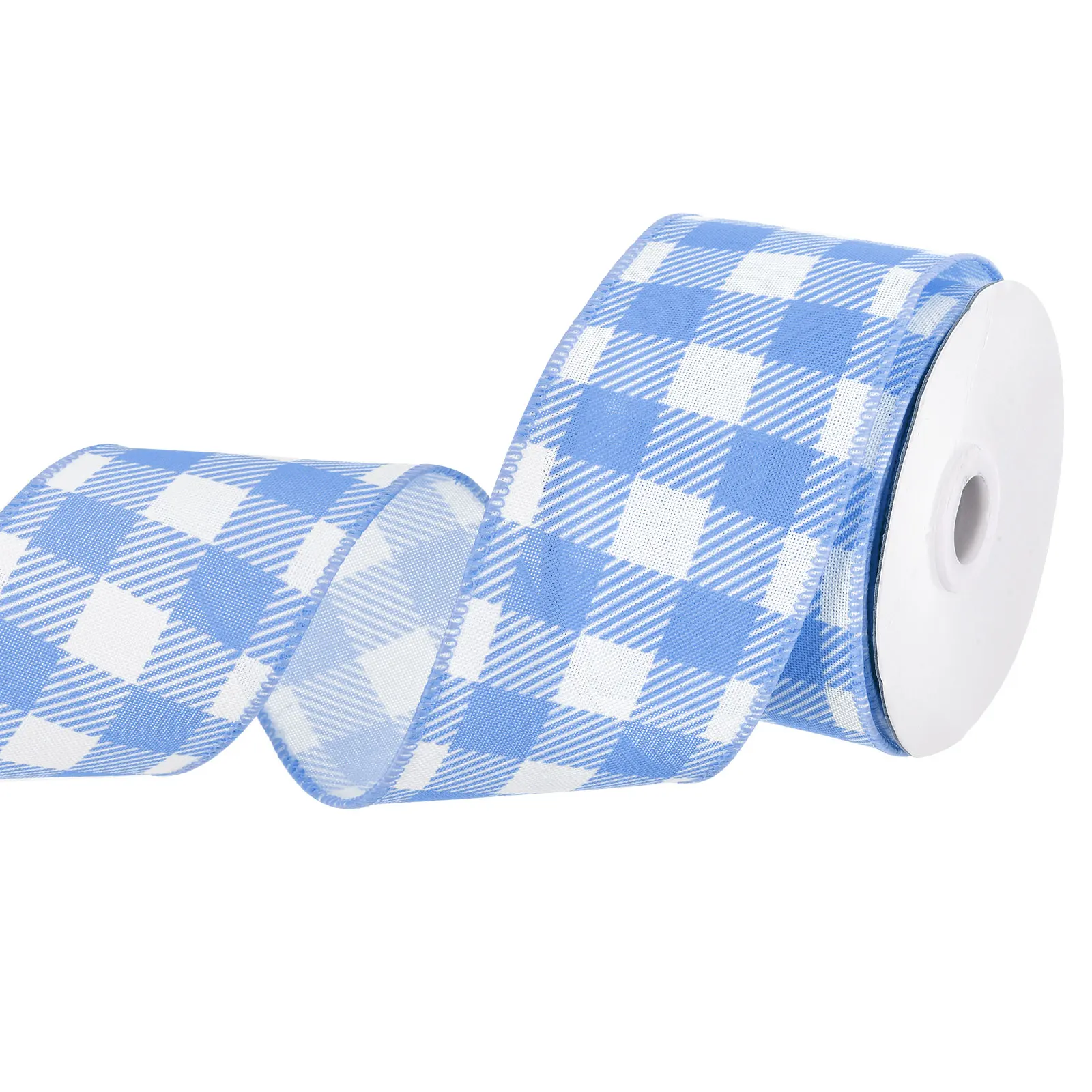 10 Yards Plaid Check Ribbon 2.5 inch Wired Edge Gingham Craft Ribbon for Gift Wrapping DIY Christmas Decoration and Bows