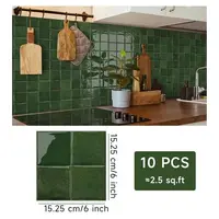 A93E-10 Sheets Peel And Stick Backsplash Tiles, 6X6 Inch Self-Adhesive 3D Square Wall Tile Stickers For Kitchen, Bathroom, RV 6