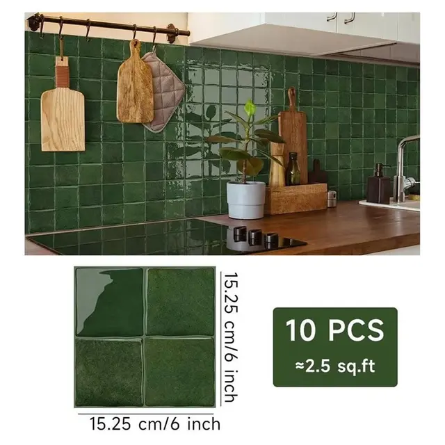 A93E-10 Sheets Peel And Stick Backsplash Tiles, 6X6 Inch Self-Adhesive 3D Square Wall Tile Stickers For Kitchen, Bathroom, RV 6 A93E-10 Sheets Peel And Stick Backsplash Tiles, 6X6 Inch Self-Adhesive 3D Square Wall Tile Stickers For Kitchen, Bathroom, RV 6