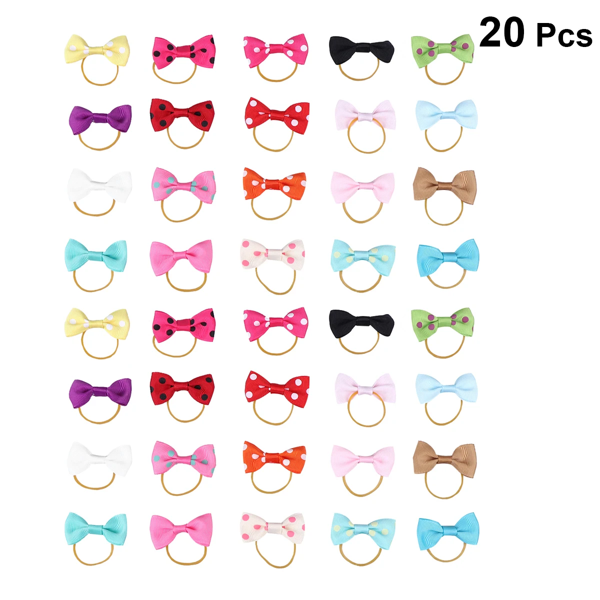 

40 PCS Dog Hair Accessories Set Bows for Dogs Color Ties Ribbons Pet Knot Ring Rope
