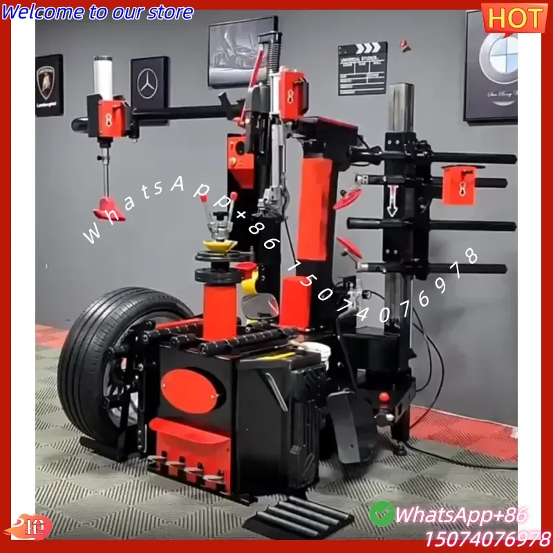 2026 28-Inch Auto Non-Touch Tire Changer Machine with Full Auto Lifter Tire Picker No Pry Bar No Disc Swing Arm CE