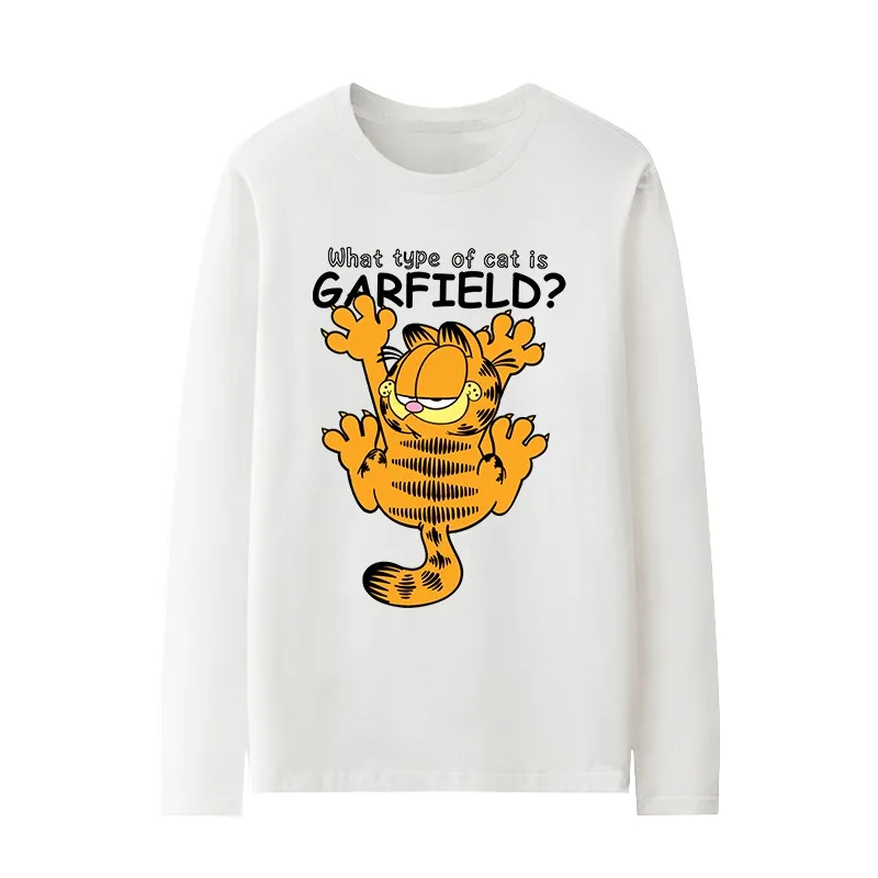 2026 جديد Miniso Anime Anime Garfield، قطة صفراء، بلوزة نسائية على الموضة في الشارع، أكمام طويلة للرجال...