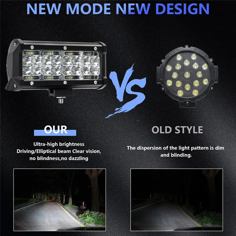 

A42M-7-дюймовая светодиодная панель, рабочие фары со светодиодной подсветкой 120 Вт, 12000 лм, комбинированные точечные прожекторы для бездорожья, противотуманные фары, 2 шт.