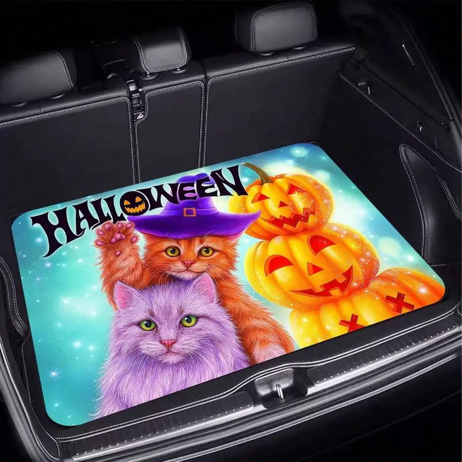 

Halloween Cat And Pumpkin Print Car Trunk Mat For Adult Use
