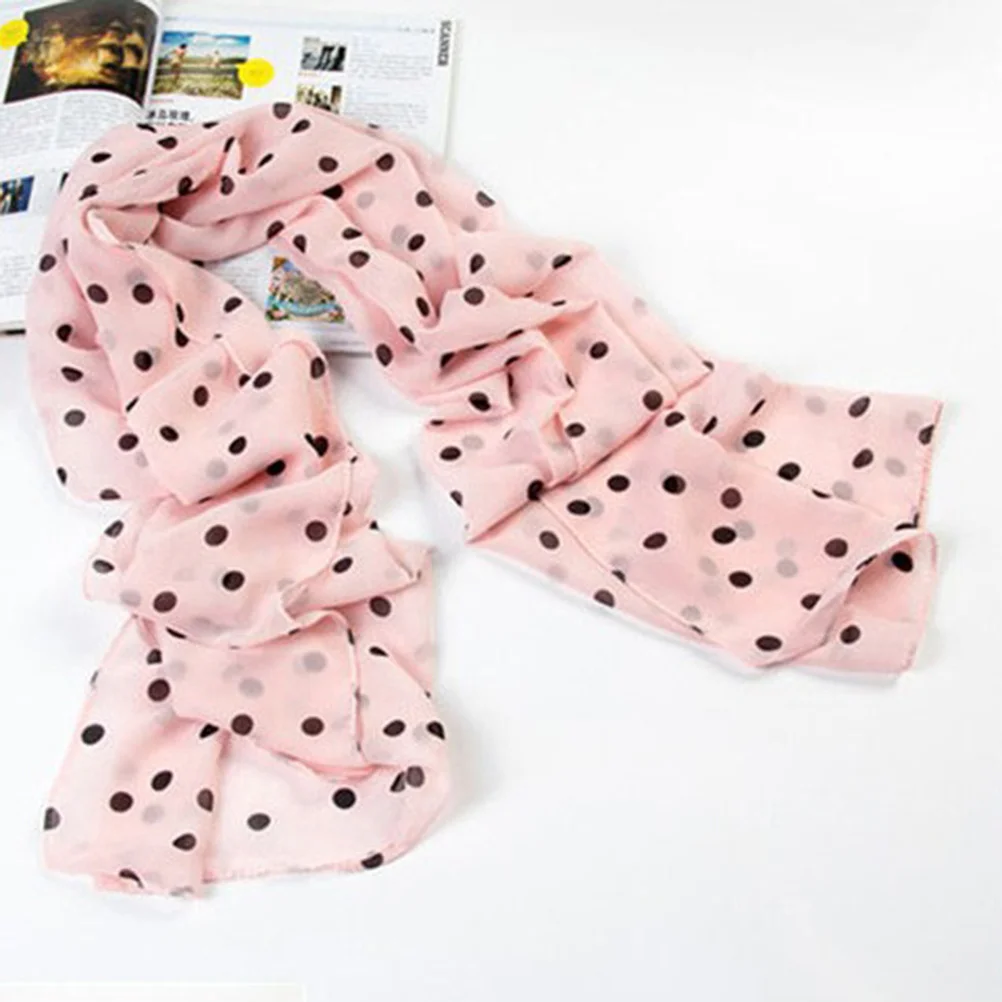 

Chic Polka Dots Chiffon Scarf Sunscreen Shawl 150x48cm Dots Fashionable Classic Summer Air Conditioner Room