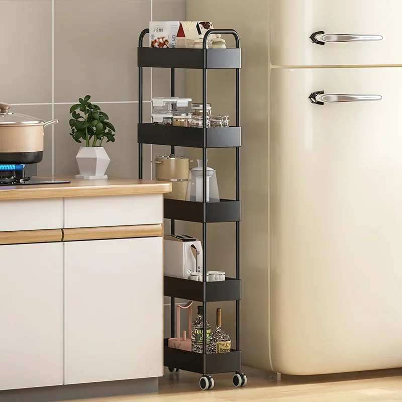 Ultra-Narrow Carbon Steel Metal Powder-Coated Gap Storage Rack Kitchen Refrigerator Shelf 10CM-23CM Bedroom Organization Unit
