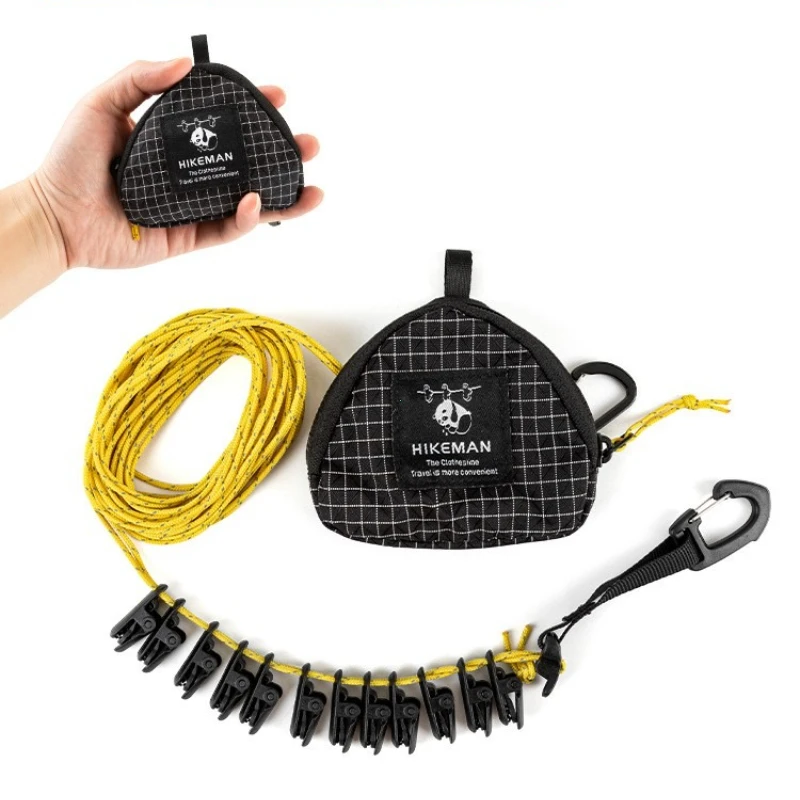 Tendedero para exteriores, cordón de almacenamiento portátil, ajustable, a prueba de viento, tendedero para acampar, línea de secado, accesorios para acampar para senderismo