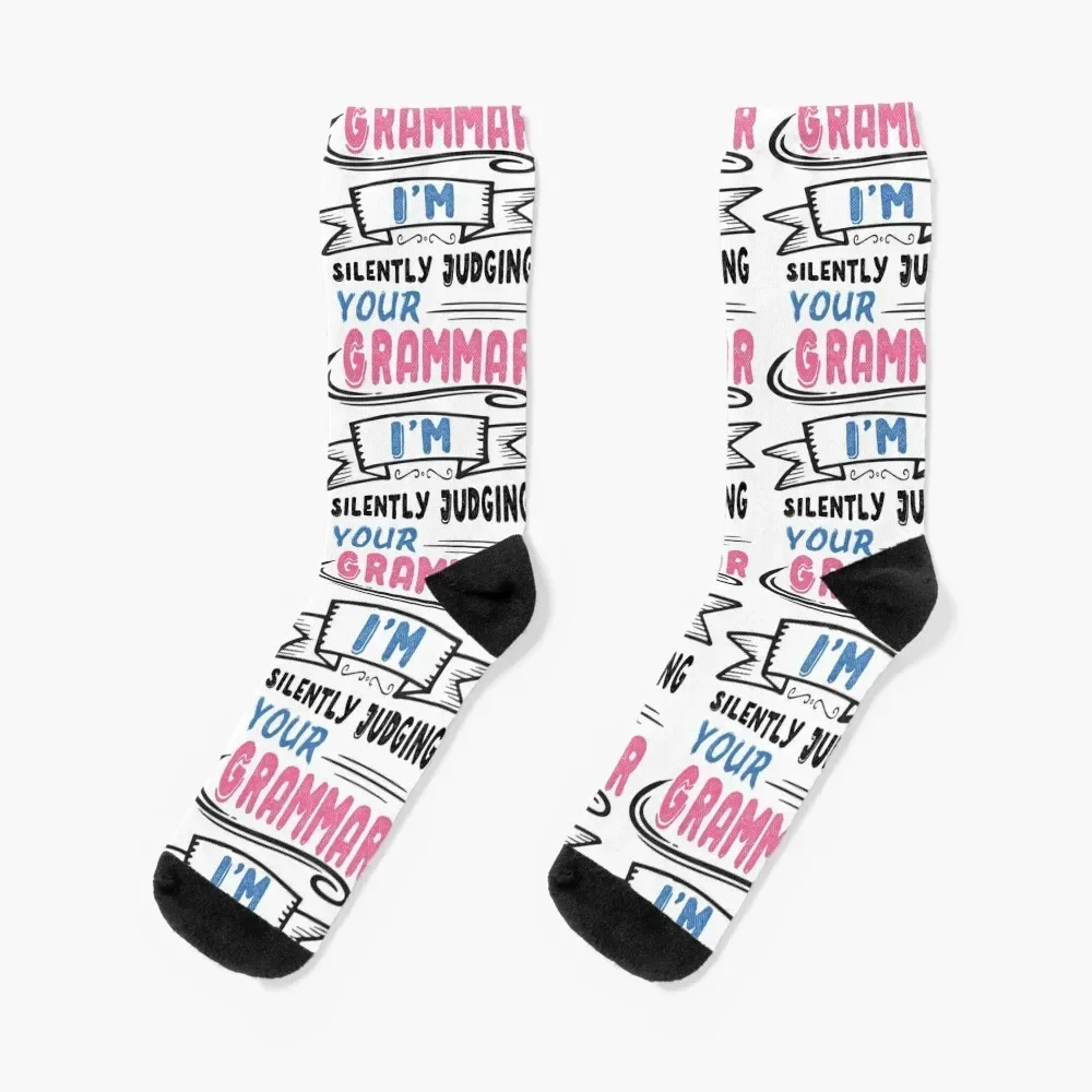 I'm Silently Judging Your Grammar Socks sheer anti-slip custom sports FASHION Socks Women Men's