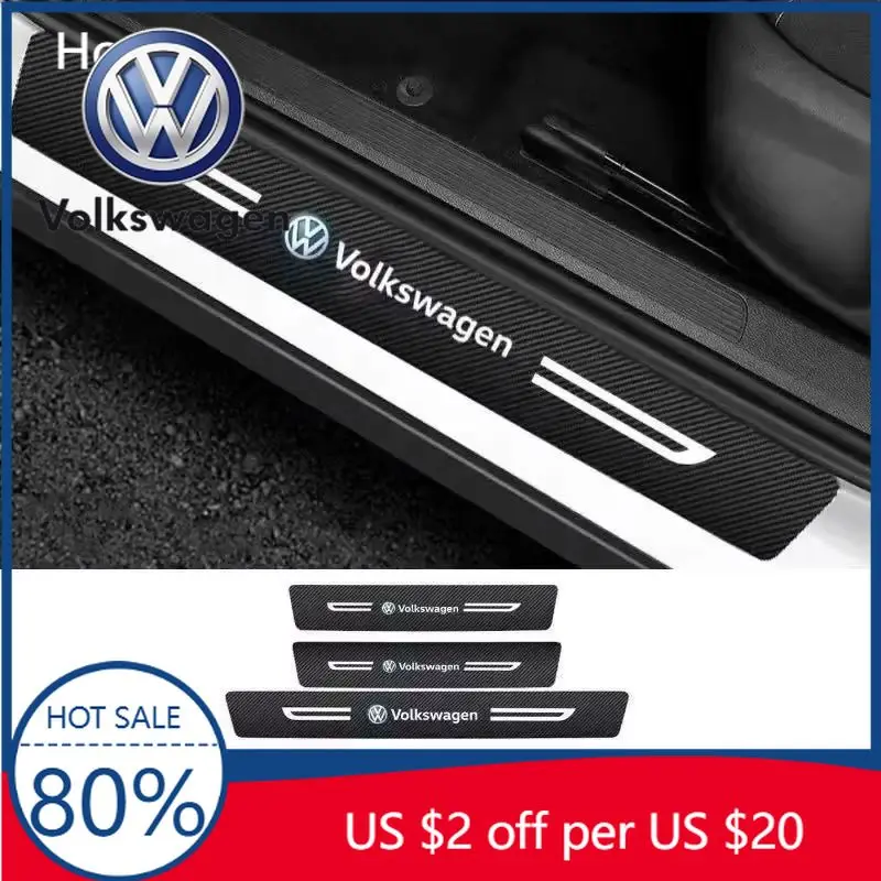 

Колпаки стержней клапанов из углеродного волокна для Volkswagen Passat Tiguan Golf Bora Jetta Sharan Magotan T3, защита двери автомобиля, порог, задний багажник