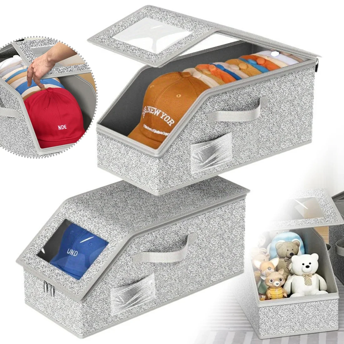 Foldable Zipper Baseball Cap Storage Box Hat Storage Box Wardrobe Storage Boxes Storage Bra Socks Toy Storage Organizer