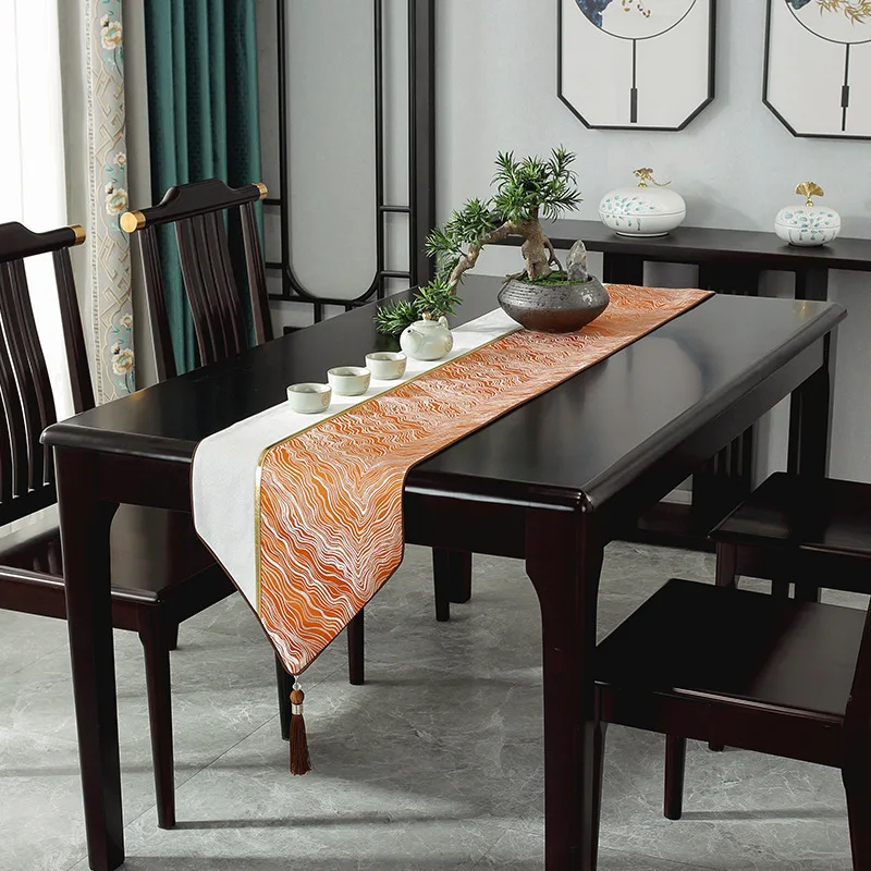 Marble patterned table flag, high-precision splicing, gold wire jacquard, light luxury table flag, living room, conference room,