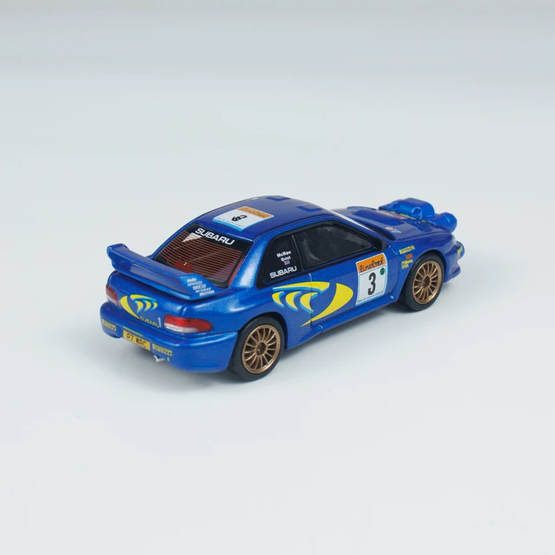 مينيجت 1:64 سوبارو امبريزا WRC98 1998 رالي مونتي كيرلو المكان الثالث # 3 سيارة معدنية زرقاء MGT موديل 975 #6