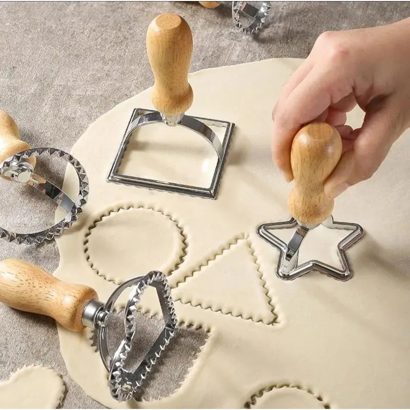 1 pz taglierina per biscotti ravioli strumenti per pasta stampo per cokies in acciaio inossidabile taglierina per ravioli strumenti per ruota da taglio per pizza rotonda quadrata