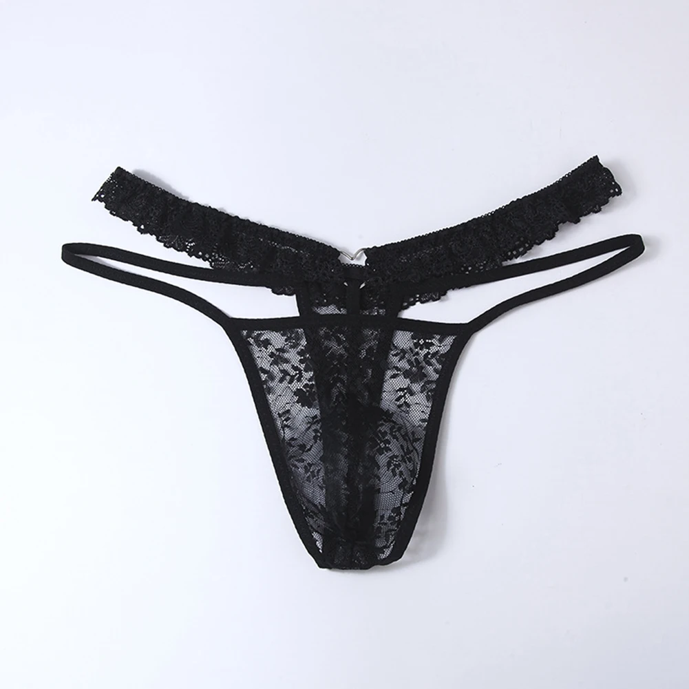 Men Lingerie Hollow Out Panties Pouch T-Back Japanese Thongs G String Lingeries For Man Lace Perspective Underwear Men's Panties