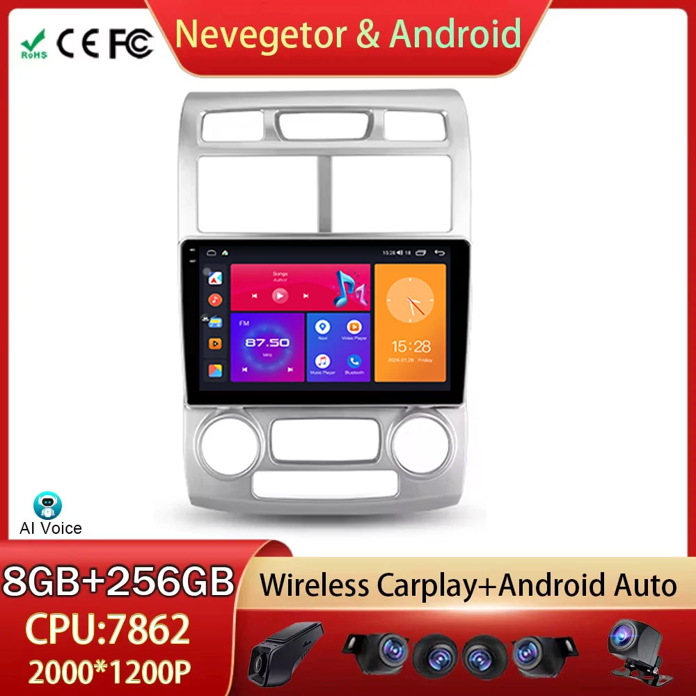 

For KIA Sportage 2004-2007 Wireless Android Auto Car Radio Head Unit Multimedia Video Player GPS Navigation 4G WIFI No 2din DVD