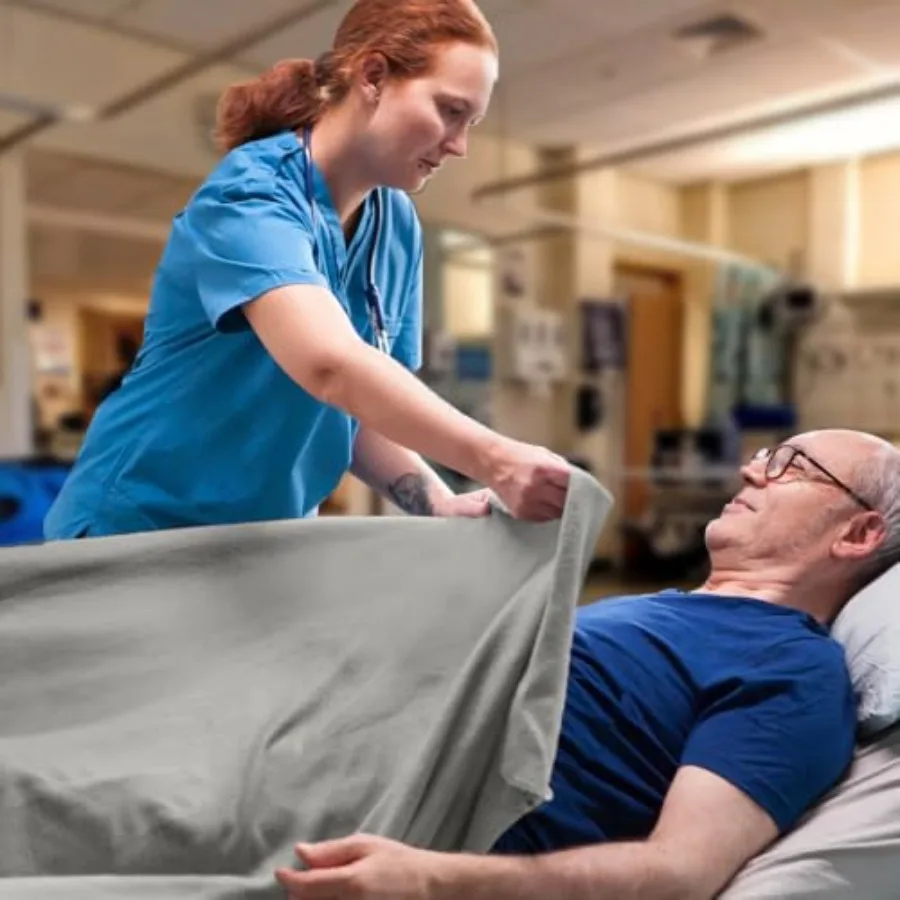 Cotton Hospital Blankets Twin Size Thermal Blanket Pack of 4 - Bath Blanket Hospitals Style Lightweight Hospital Bed Blankets T