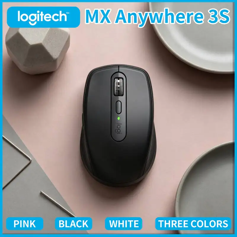Logitech MX Anywhere 3S Ergonomic Mouse - 8K DPI Glass Tracking, MagSpeed Scroll, Silent Click, 3-Device Sync, Home Office Use