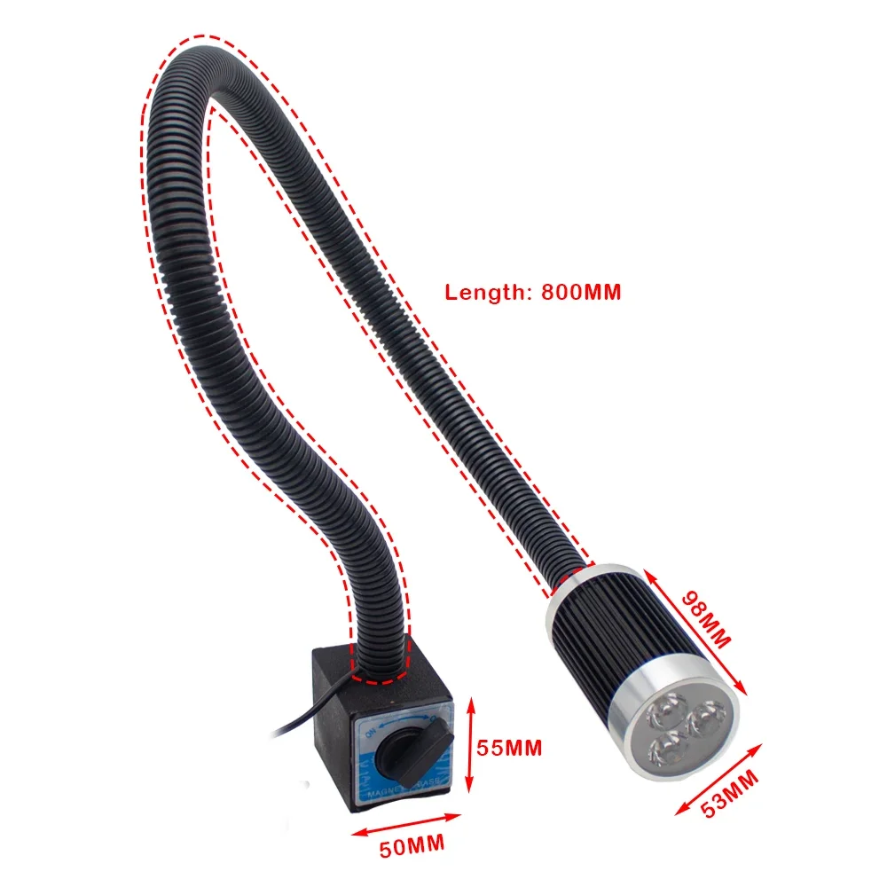 Сильное магнитное основание, светодиодный токарный станок, рабочий свет, станок, супер яркая лампа для токарного станка с ЧПУ, промышленная настольная лампа, 9 Вт, переменный ток, 100-240 В