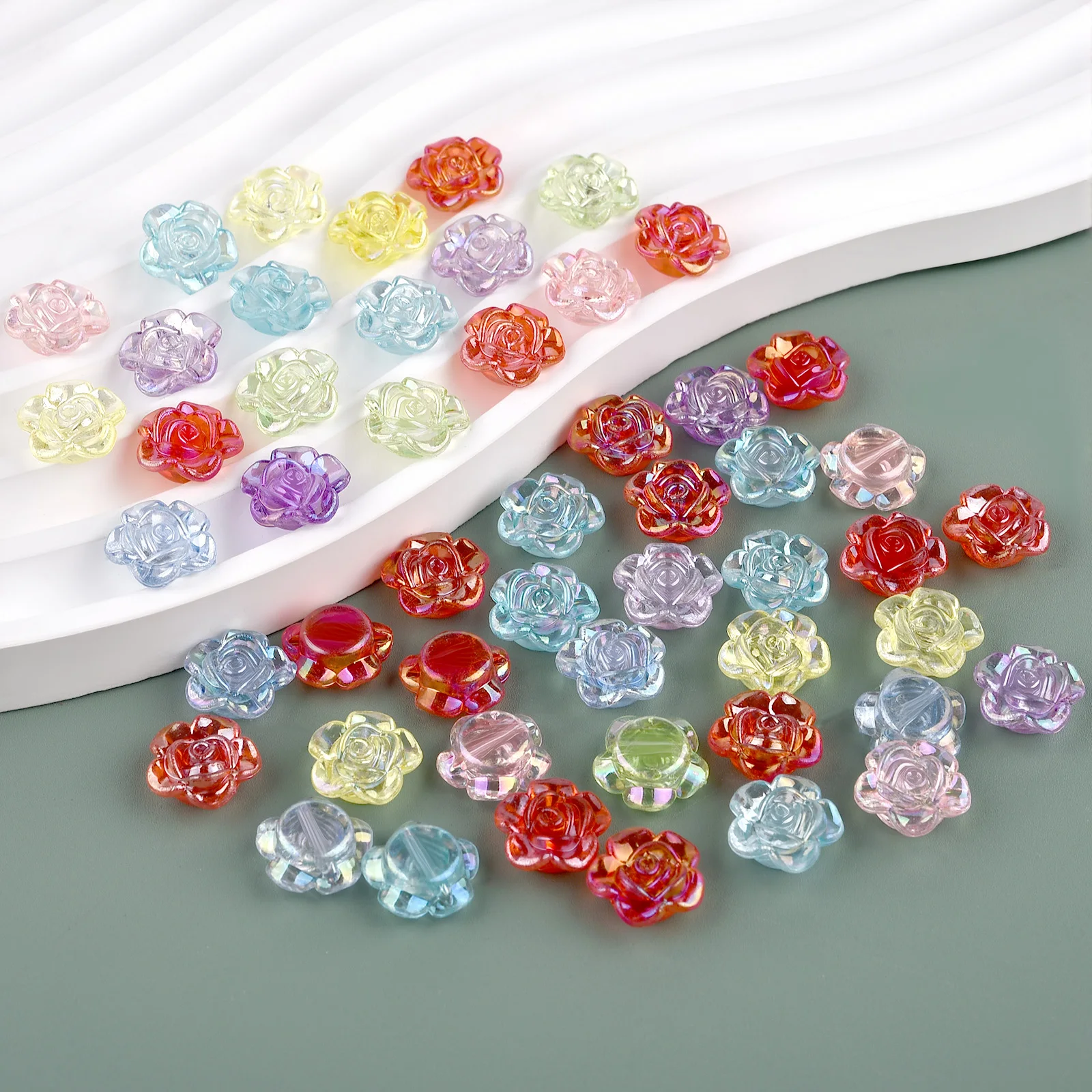 

12mm Acrylic Color Transparent AB Rose Camellia Flower Hair Clip Hair Accessory DIY Material Accessories For Jewelry Making
