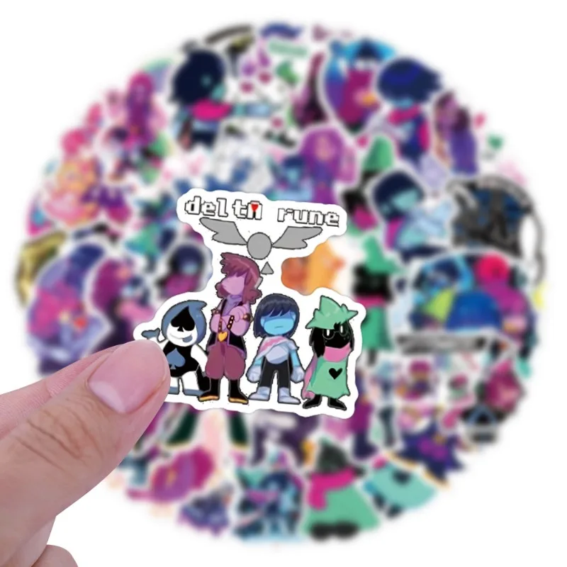 55PCS Hot Cute Pixel Game Deltarune Series Sticker Creativity Cartoon Character Tenna Printing DIY Waterproof Sticker Fans Gift