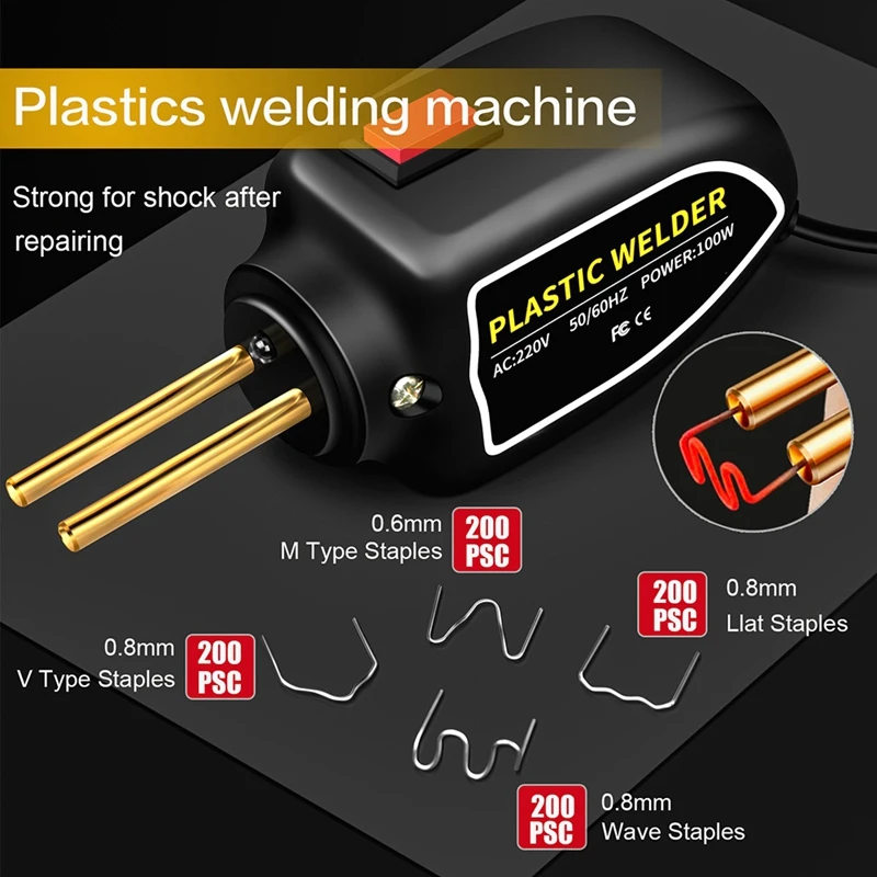 Plastic Welding Machine Bumper Repair Kit Repair Welding Tool With Welding Bag 200PCS Welder Staples