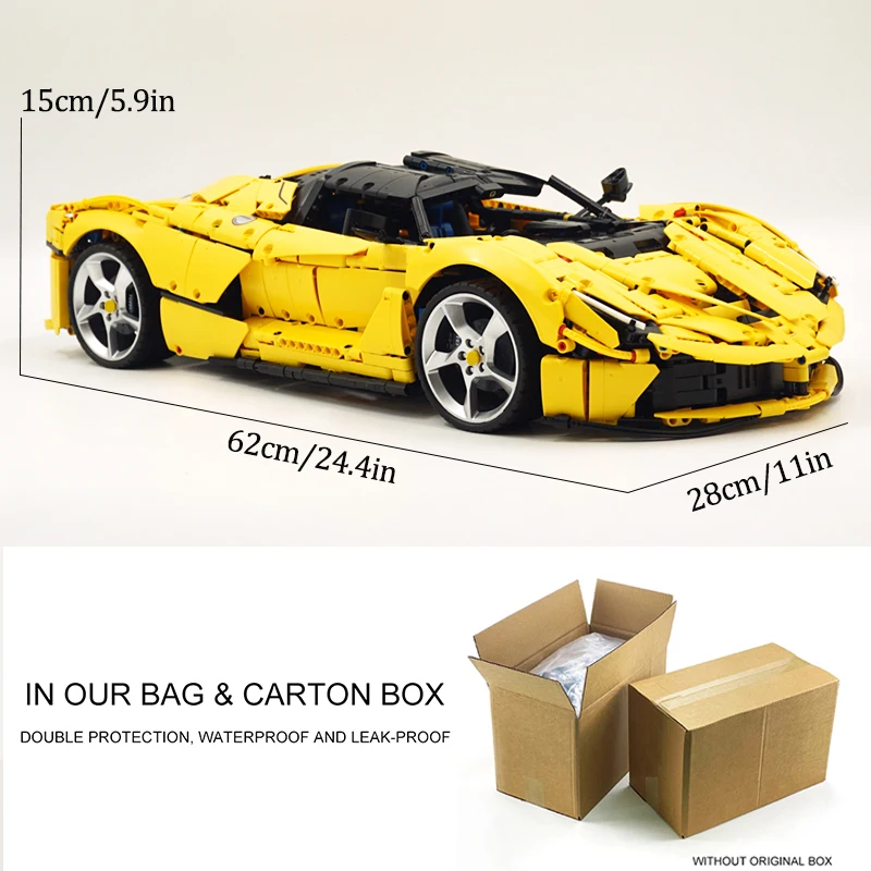 New MOC High-Tech SP3 Yellow Super Sports Car Buidling Blocks Speed Vehicle Bricks Assembly Puzzle Toys Christmas Gifts For Kids