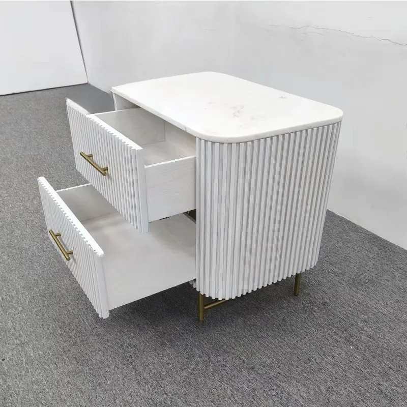 

Hotel luxury simple bedroom furniture marble top gold metal legs bedside table bedside table with storage