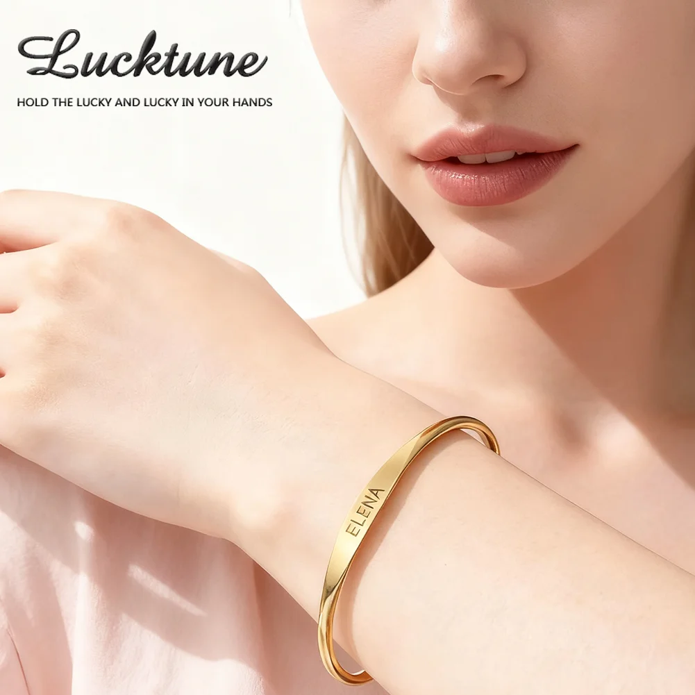 

Lucktune индивидуальное имя позолоченные открытые браслеты регулируемые женские браслеты из нержавеющей стали модные минималистичные ювелирные изделия