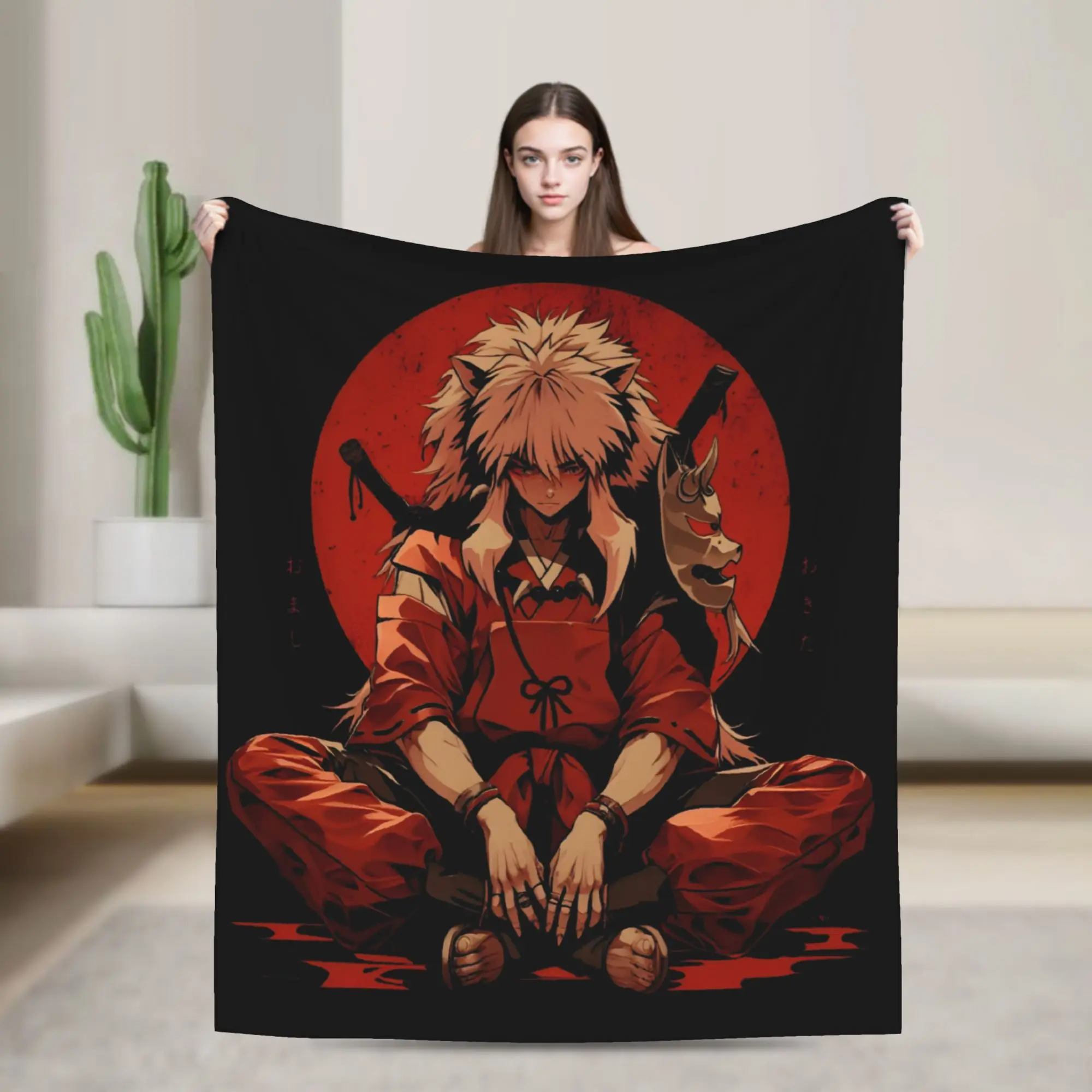 Japanese Manga Knitted Blankets Inuyashas  Flannel Throw Blanket Summer Air Conditioning Decoration Ultra-Soft Warm Bedsprea