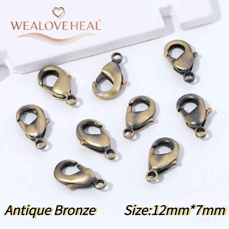 armband verschluss，12mm 15mm Antik-Bronze Messingbeschichtete Karabinerverschlüsse für DIY Schmuckherstellung Armband Halskette Zubehör Großhandel Bastelbedarf – Detail 20