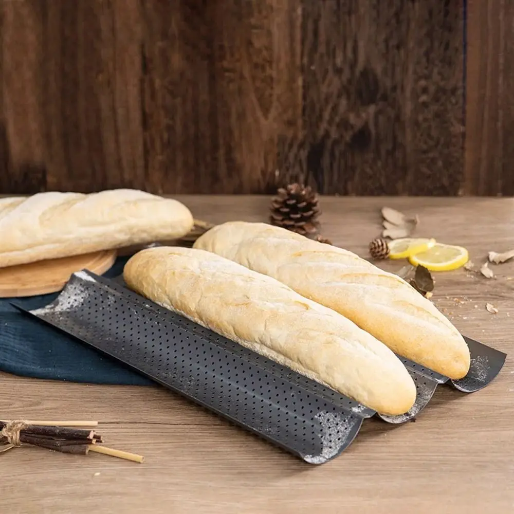 New Nonstick Baguette Baking Tray Waves Bakeware Baguette Mold 2/4 Grooves Baking Tool French Bread Baking Pan
