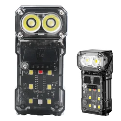 BORUIT Portable Keychain Light Sensor Head Flashlight Chargeable Cap Clip Headlamp Outdoor Fishing Camping Lantern Work Light