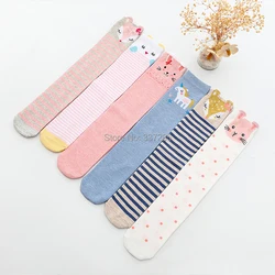 Infant girls high knee Socks Three-dimensional Cartoon fox cat unicorn heaps kids socks Over knee baby autumn long Stockings