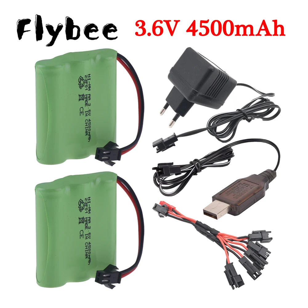 Ny-mh แบตเตอรี่3.6V 4500mAh AA สำหรับของเล่น RC รถยนต์รถถังหุ่นยนต์อัพเกรดปืน3000mAh 3.6V แพ็คแบตเตอรี่แบบชาร์จไฟได้สำหรับเรือ RC