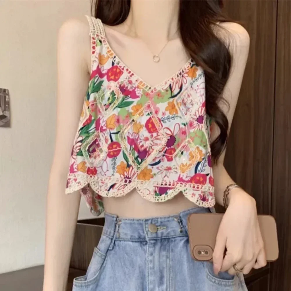 

Casual Outfits Bohemian Vest Colorful Hook Vest Bohemian Style Sleeveless Top Bohemian Vest Casual Summer Apparel