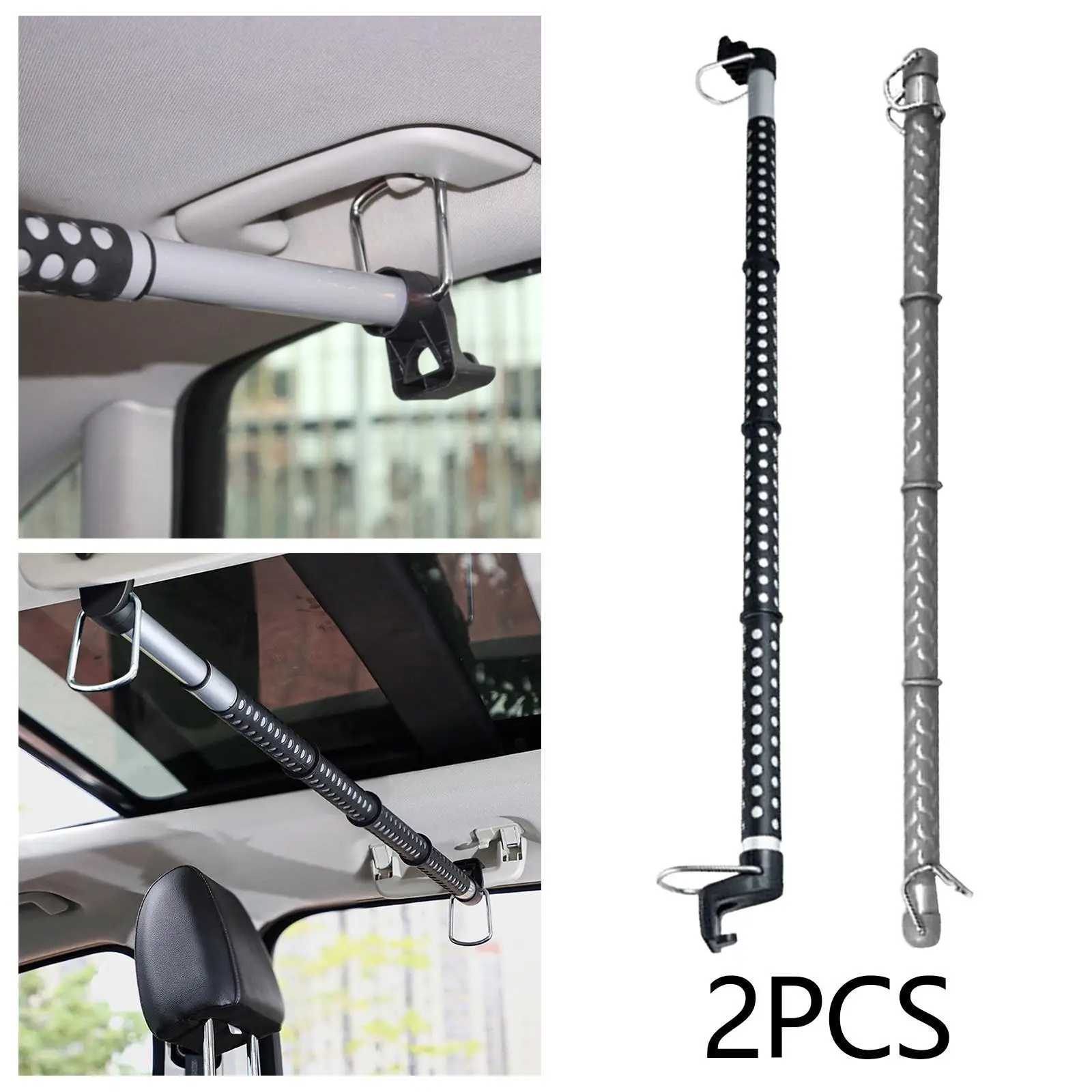 2Pcs Car Clothes Hanger Bars Garment Rack Portable Automobile Hanging Coat Racks for Trucks Vehicles Rvs Road Travelers SUV