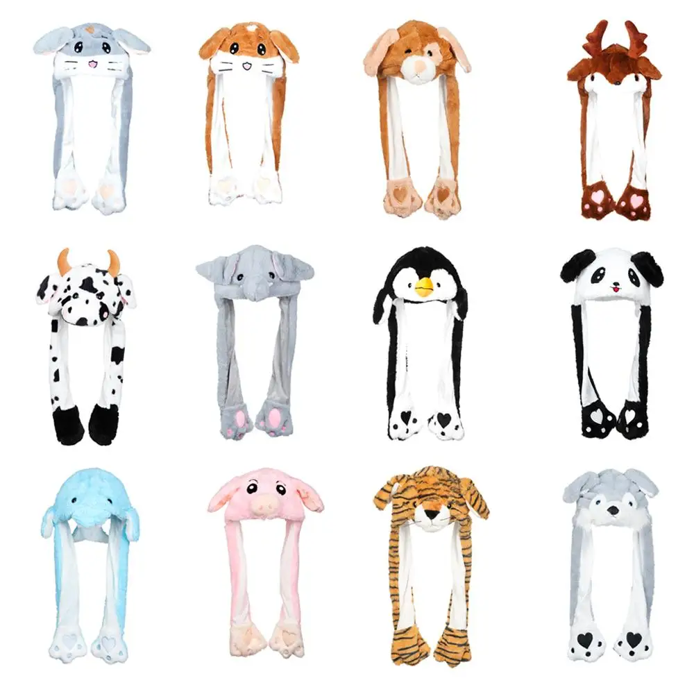 Winter Soft Warm Rabbit Pinch Airbag Animals Ear Hat  Funny Cap