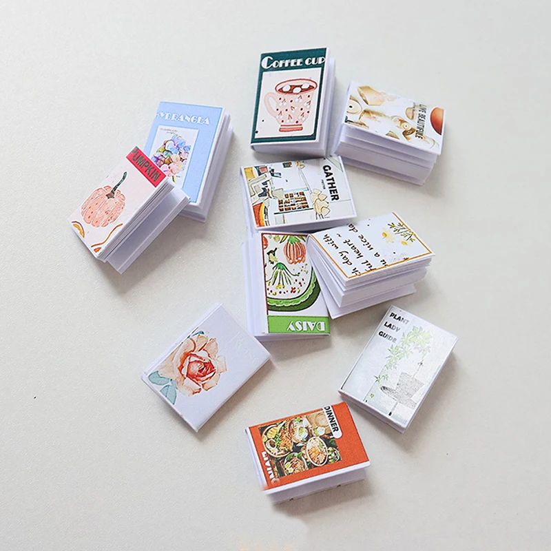 5 pièces/ensemble maison de poupée livres de coloriage miniatures modèle maison de poupées salle d'étude Micro scène décor accessoires semblant jouer jouets-jouet