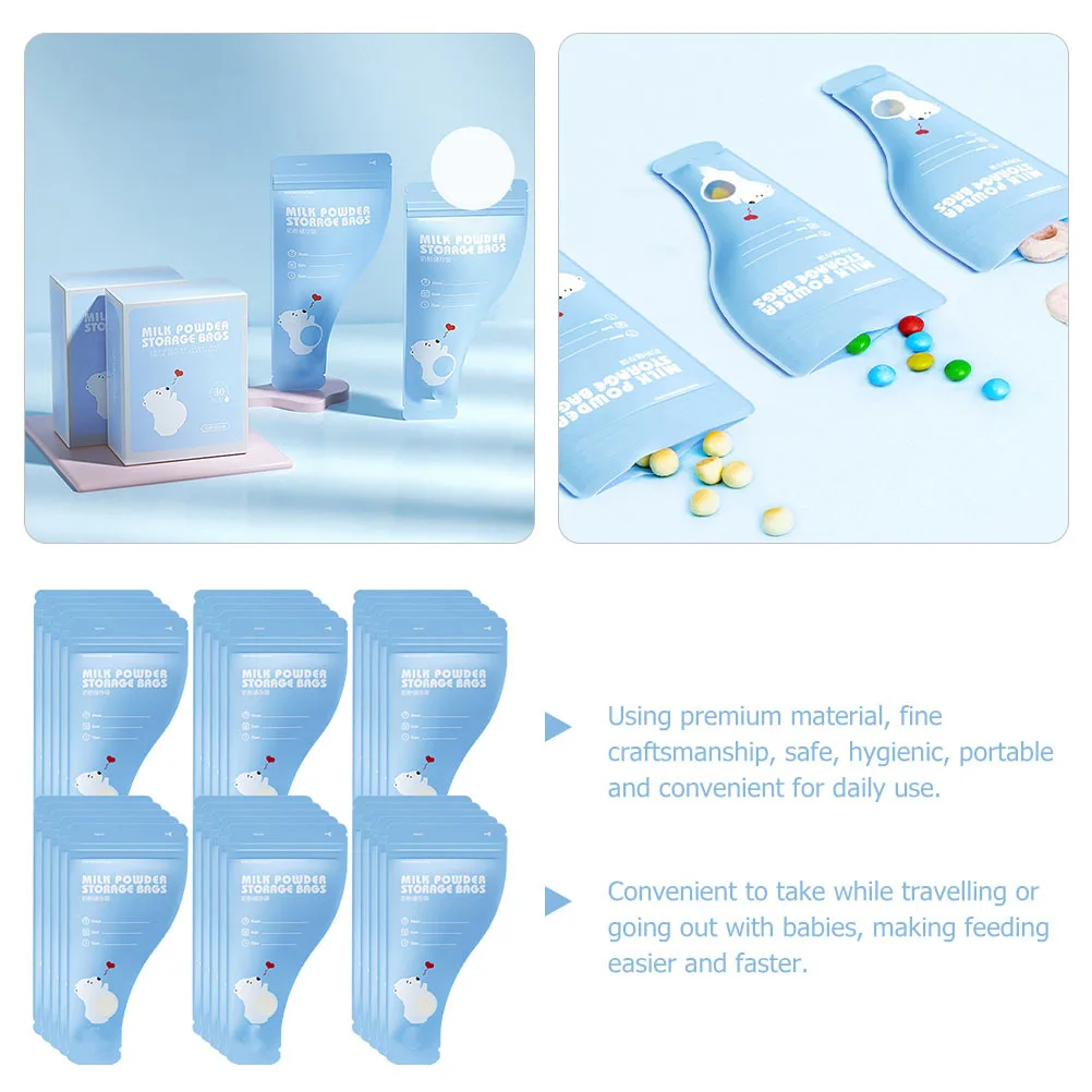 30 قطعة أكياس مسحوق الحليب القابل للتصرف محكم الغلق صيغة السفر موزع الحقائب للطفل أكياس مسحوق تخزين المواد الغذائية #6